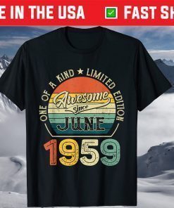 Born In June 1959 62 Years Vintage 62nd Birthday T-Shirt