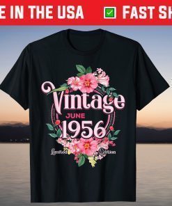 Born in June 1956 Flowers Birthday T-Shirt