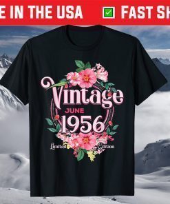 Born in June 1956 Flowers Birthday T-Shirt