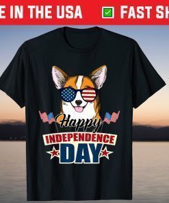 Corgi American Sunglasses Happy Independence Day T-Shirt