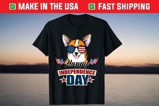 Corgi American Sunglasses Happy Independence Day T-Shirt