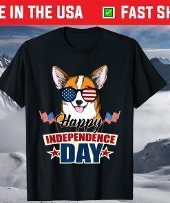 Corgi American Sunglasses Happy Independence Day T-Shirt