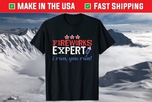 FIREWORKS EXPERT Director USA Flag Patriotism 4th of July T-Shirt