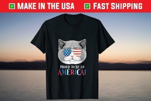 Independence day 4th July American Flag Cat USA Classic T-Shirt