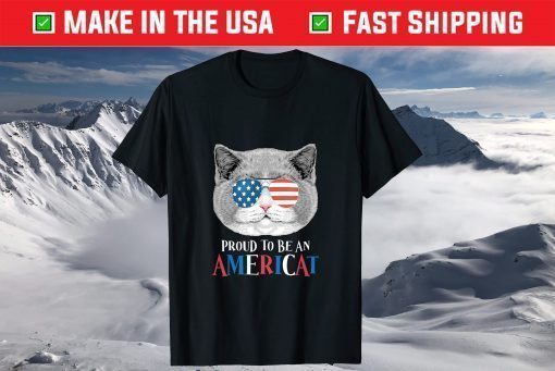 Independence day 4th July American Flag Cat USA Classic T-Shirt