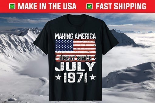 July 1971 American Flag 50th Birthday 50 Years Old Classic T-Shirt