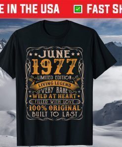 June 1977 Limited Edition Living Legend Very Rare Wild At Heart Classic T-Shirt