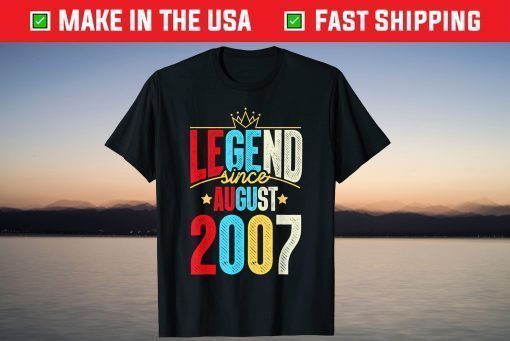 Legend Since August 2007 Birthday 14th Birthday T-Shirt