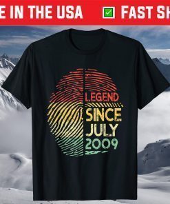 Legend Since July 2009 10th Birthday Fingerprint birthday Classic TShirt