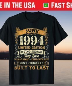 Legend Since June 1994 Distressed 27th Birthday Retro 27 Years Old T-Shirt