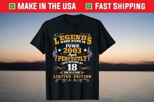 Legends Were Born In June 2003 18th Birthday Us 2021 T-Shirt