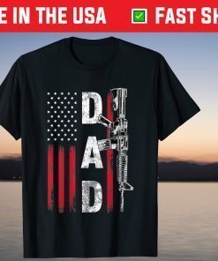 Proud Dad Daddy Gun Rights AR-15 American Flag Father's Day T-Shirt