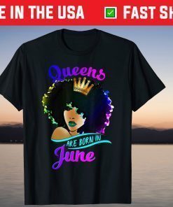 Queens Are Born In June Black Women Gemini Birthday T-Shirt