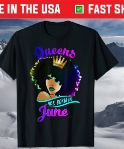 Queens Are Born In June Black Women Gemini Birthday T-Shirt