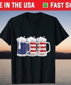 Retro Beer Lover Patriotic US Flag 4th Of July Drinking T-Shirt