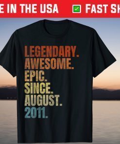 Retro Legendary Since August 2011 8 Years Old T-Shirt