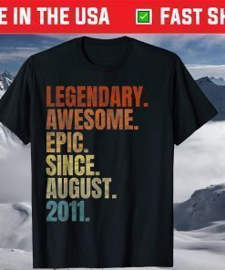 Retro Legendary Since August 2011 8 Years Old T-Shirt