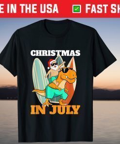 Santa Dinosaur Mid Year Xmas Party Beach Christmas In July T-Shirt