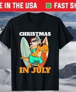 Santa Dinosaur Mid Year Xmas Party Beach Christmas In July T-Shirt