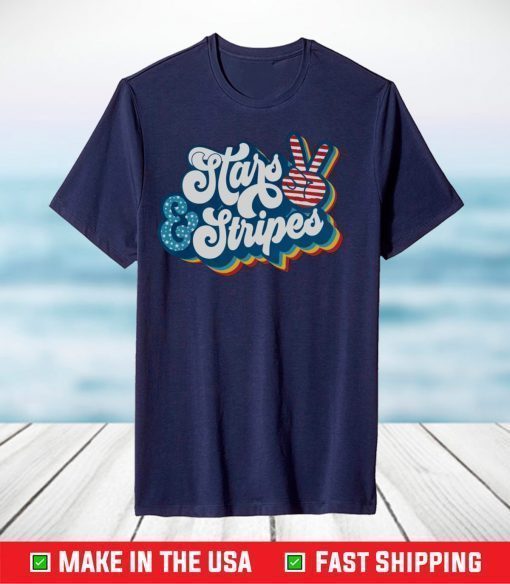 Stars And Stripes Peace Retro Tshirt