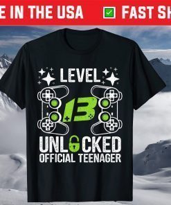 Teenager 13th Birthday Level 13 Unlocked T-Shirt