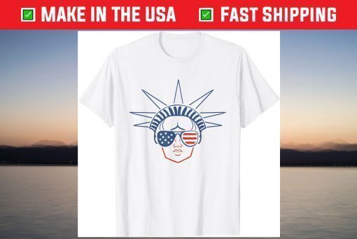 US Flag Statue of Liberty Sunglasses Apparel July 4th Party T-Shirt