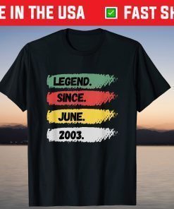 Vintage 18 Years Old Birthday Legend Since June 2003 T-Shirt