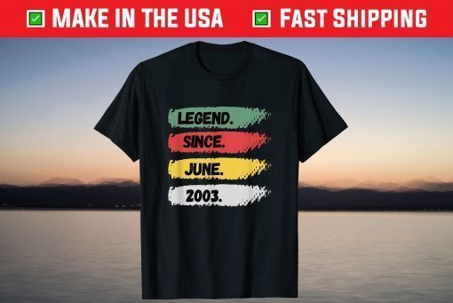 Vintage 18 Years Old Birthday Legend Since June 2003 T-Shirt