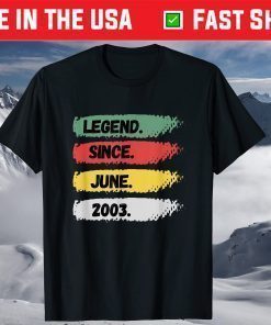 Vintage 18 Years Old Birthday Legend Since June 2003 T-Shirt