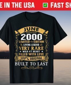 Vintage 21st Birthday June 2000 21 Years Old Shirt