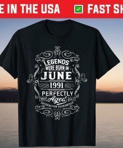 Vintage 27th Birthday Legends Were Born In June 1991 T-Shirt