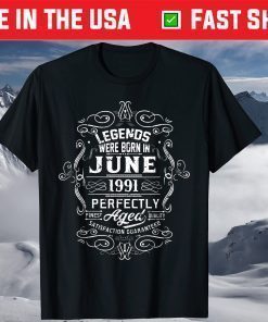 Vintage 27th Birthday Legends Were Born In June 1991 T-Shirt