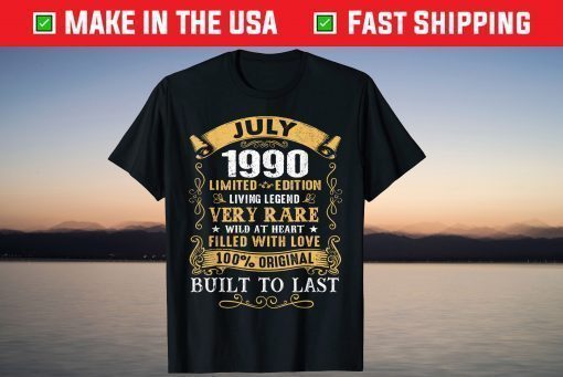 Vintage 31st Birthday July 1990 31 Years Old T-Shirt