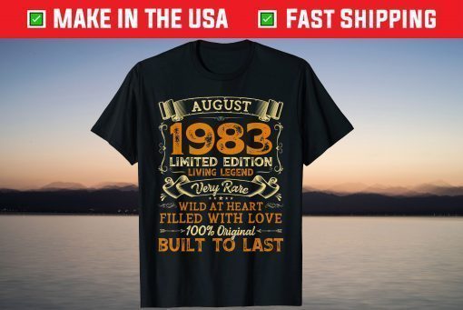 Vintage 37th Birthday August 1983 Shirt 37 Years Old T-Shirt