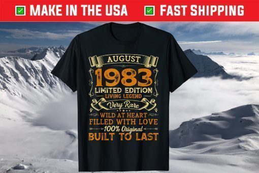 Vintage 37th Birthday August 1983 Shirt 37 Years Old T-Shirt