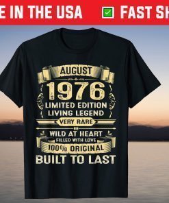 Vintage 43 Years Old August 1976 43rd Birthday Classic T-Shirt