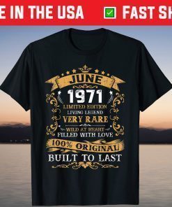 Vintage 50th Birthday June 1971 50 Years Old Classic T-Shirt