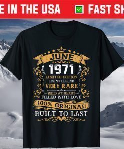 Vintage 50th Birthday June 1971 50 Years Old Classic T-Shirt