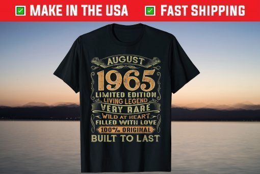 Vintage 55 Years Old August 1965 55th Birthday T-Shirt