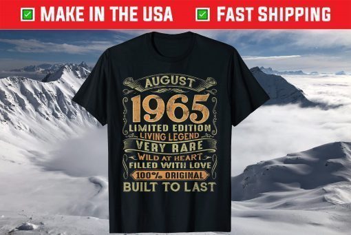 Vintage 55 Years Old August 1965 55th Birthday T-Shirt