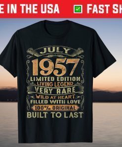 Vintage 63 Years Old July 1957 63rd Birthday T-Shirt