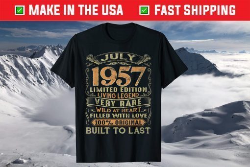 Vintage 63 Years Old July 1957 63rd Birthday T-Shirt