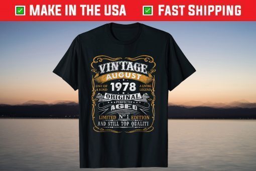 Vintage August 1978 43 Years Old 43rd Birthday T-Shirt