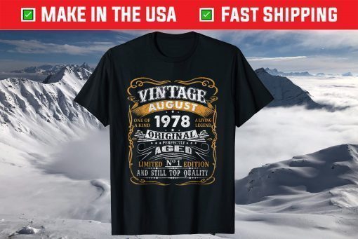 Vintage August 1978 43 Years Old 43rd Birthday T-Shirt