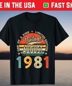 Vintage August 1981 40th Birthday Limited Edition 40 Years T-Shirt