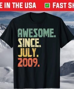 Vintage Awesome Since July 2009 12 Years Old Gift T-Shirt