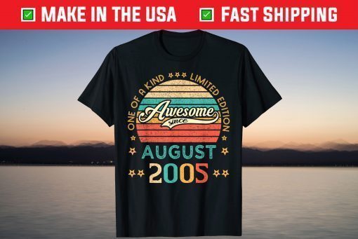 Vintage Birthday Awesome Since August 2005 Limited Edition T-Shirt