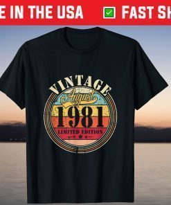 Vintage Born August 1981 40th Birthday Retro 40 Years Old Classic T-Shirt