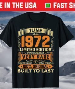 Vintage Decorations June 1972 49 Years Old 49th Birthday T-Shirt