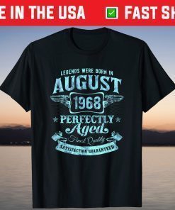 Vintage Faded Born In August 1968 53rd Birthday T-Shirt